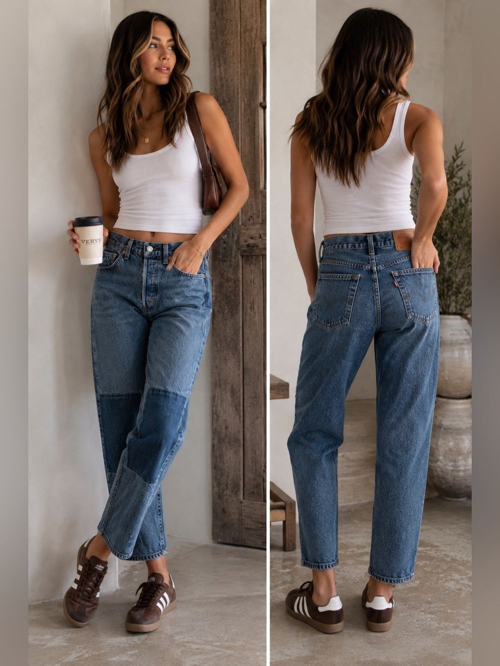 Levi’s Premium 501 Big E Patchwork Jeans W26 L30 Button Fly Straight Leg Denim